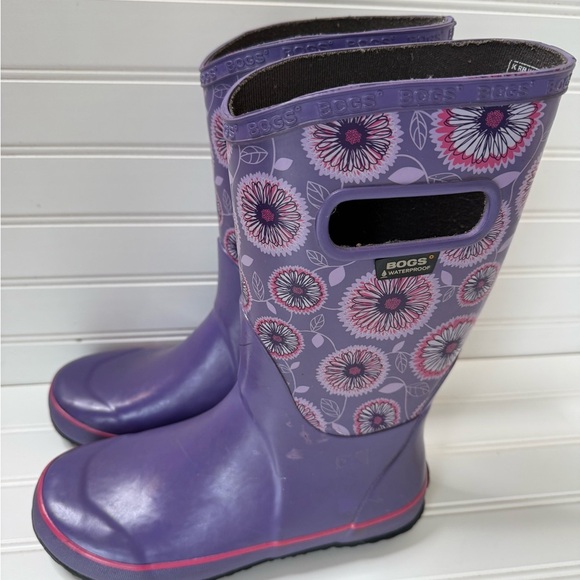 BOGS Wildflower Rain Purple Floral Waterproof Rain Girls Boots 5 Youth. 1296 - Picture 3 of 5